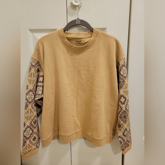 Madewell Tops - NWT Madewell Crewneck sweatshirt with printed sleeves-small